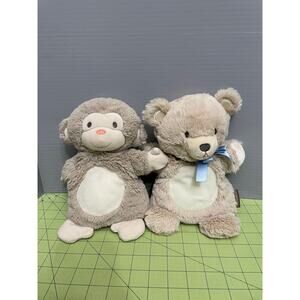 Demdaco Bear & Monkey Plush Puppet Set Pretend Play Preschool Homeschool